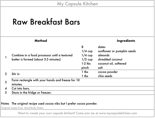 Raw Breakfast Bars recipe