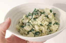 Risoni with Spinach and Parmesan in a bowl