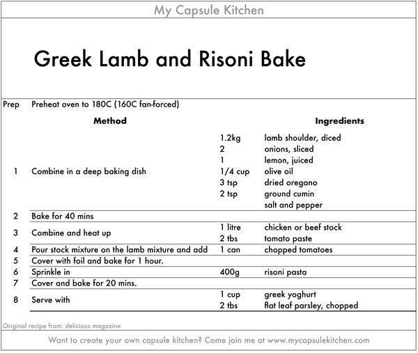 Greek Lamb and Risoni Bake recipe