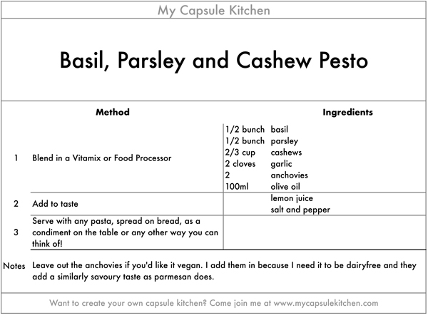Basil Parsley and Cashew Pesto  recipe