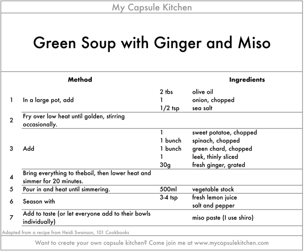 Green Soup with Ginger and Miso recipe