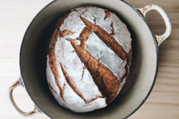 Spelt, Pumpkin and Fennel Bread in a le creuset pot