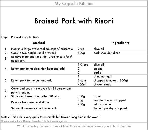 Braised Pork with risoni recipe