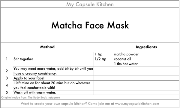 Matcha Face Mask recipe