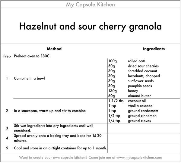 Hazelnut and sour cherry granola recipe