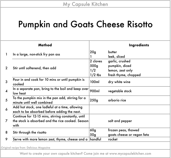 Pumpkin and Goats Cheese Risotto recipe