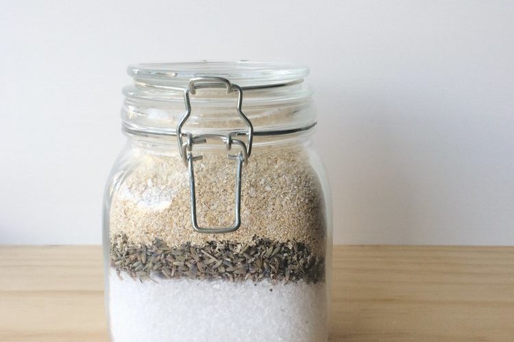Soothing Bath Salts in a glass jar