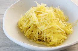 Baked Spaghetti Squash undressed in a white bowl