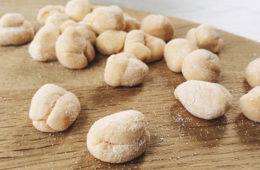 pumpkin gnocchi on a wooden board