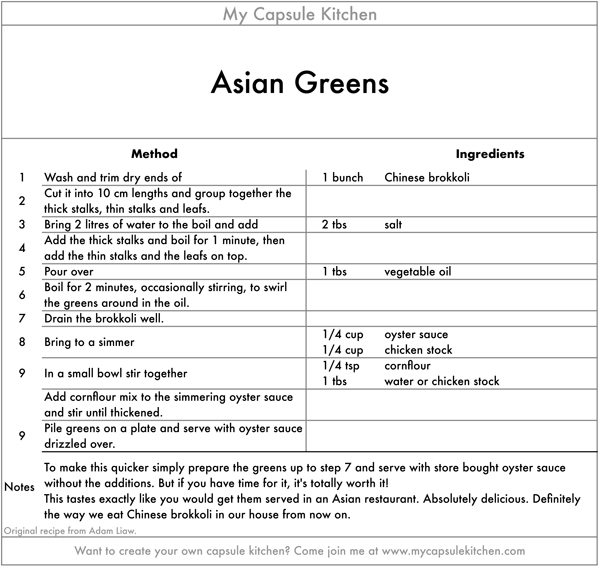 Asian Greens recipe