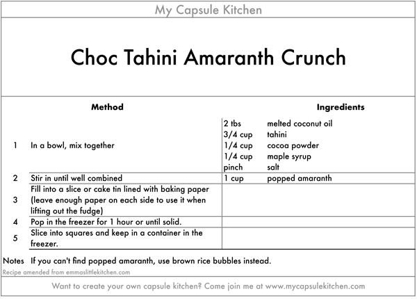 Choc Tahini Amaranth crunch recipe