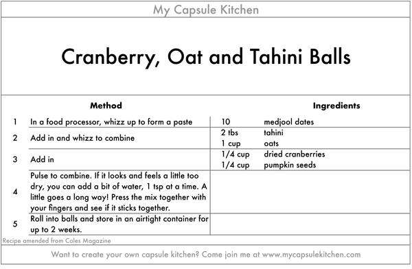 Cranberry, Oat and Tahini Balls recipe