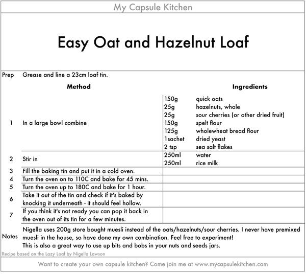 Easy Oat and Hazelnut Loaf recipe
