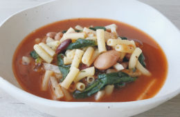 Quick Minestrone in a white bowl