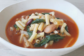Quick Minestrone in a white bowl