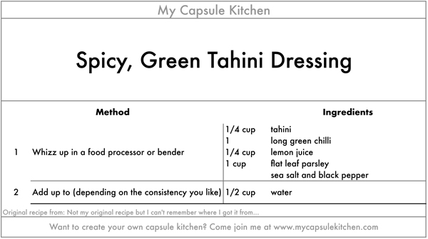 Spicy, Green Tahini Dressing recipe