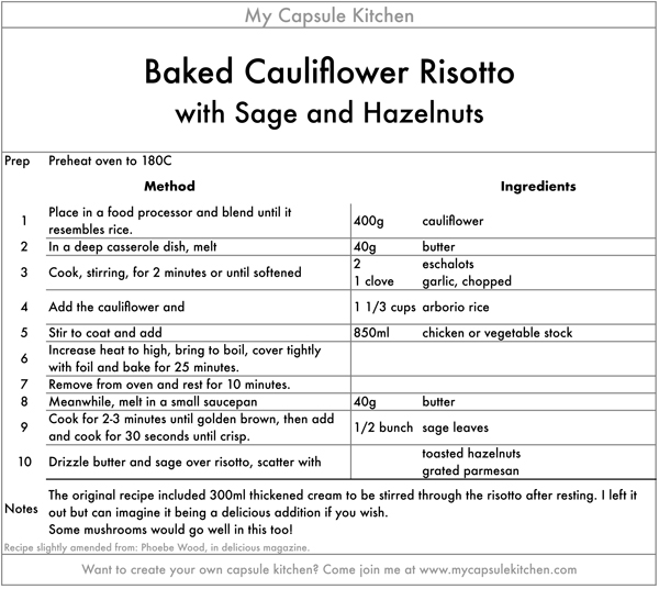 Baked Cauliflower Risotto recipe