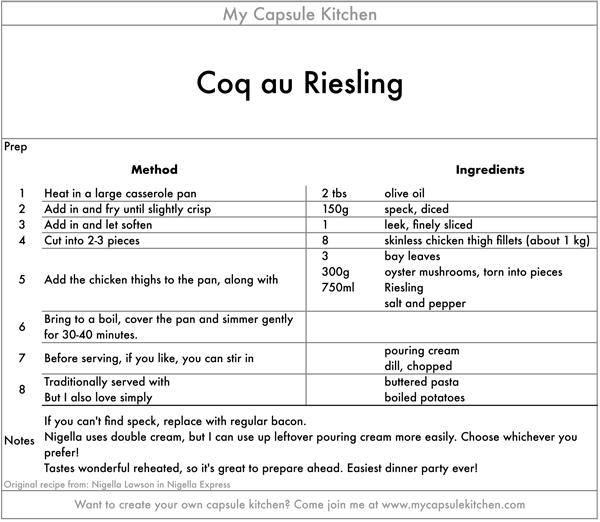 Coq au Riesling riesling
