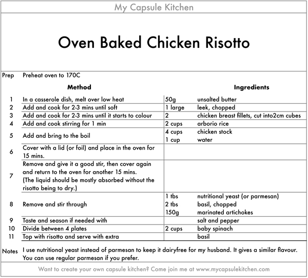 Oven baked Chicken Risotto recipe