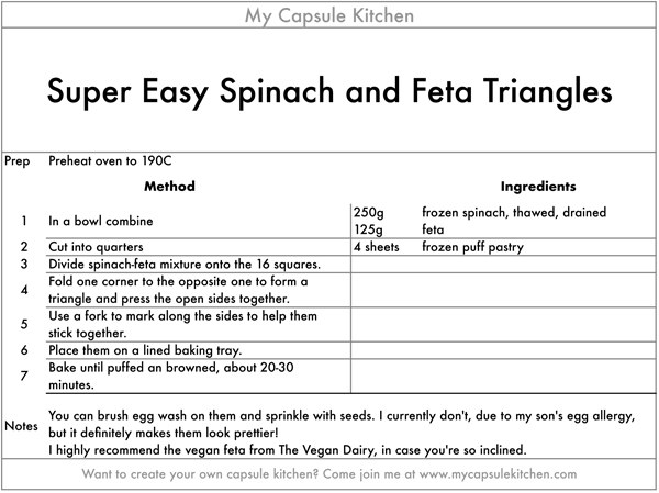 Spinach and Feta Triangles recipe