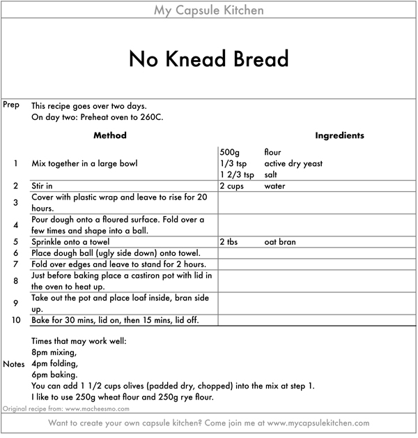 No knead Bread recipe