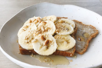Banana and Honey Toast on a white plate