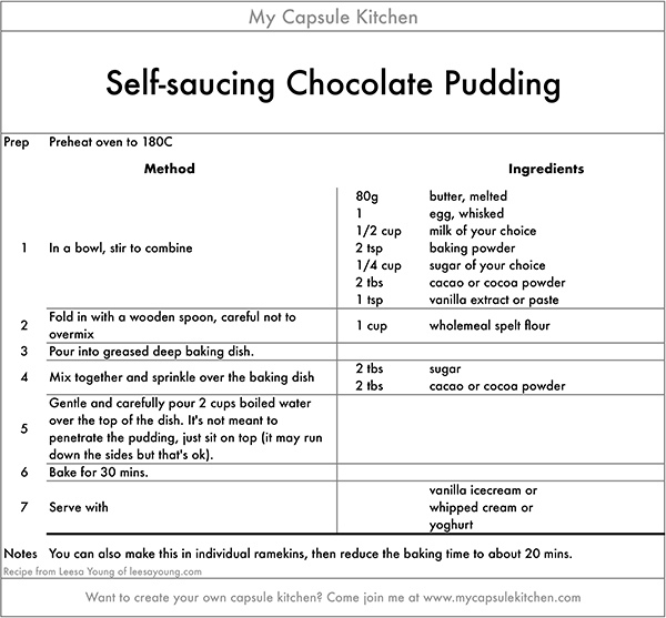 self saucing Chocolate Pudding recipe