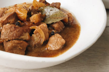 Pork and Pineapple Adobo in a white bowl