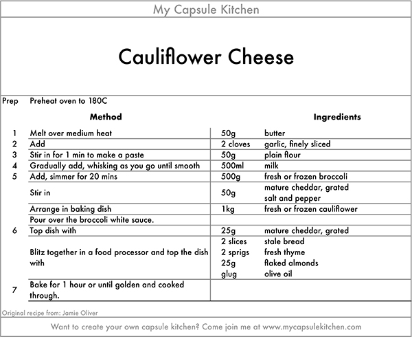 Cauliflower Cheese recipe