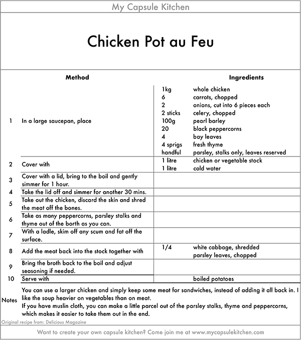 Chicken Pot au Feu recipe