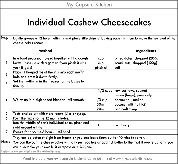 Cashew Cheese Cakes recipe