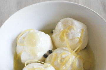 Garlic Labne in a white bowl