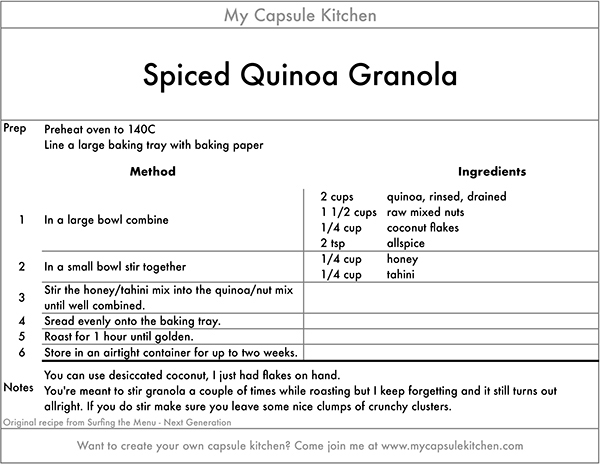 Spiced Quinoa Granola