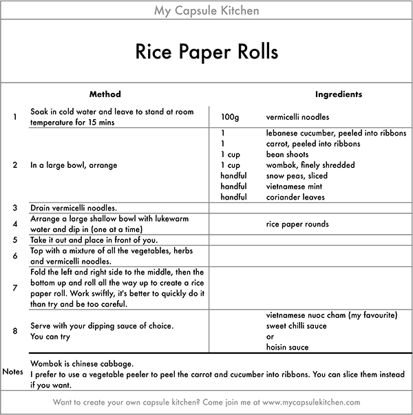 Rice Paper Rolls recipe