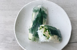 rice paper rolls on a white plate