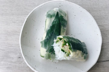 rice paper rolls on a white plate
