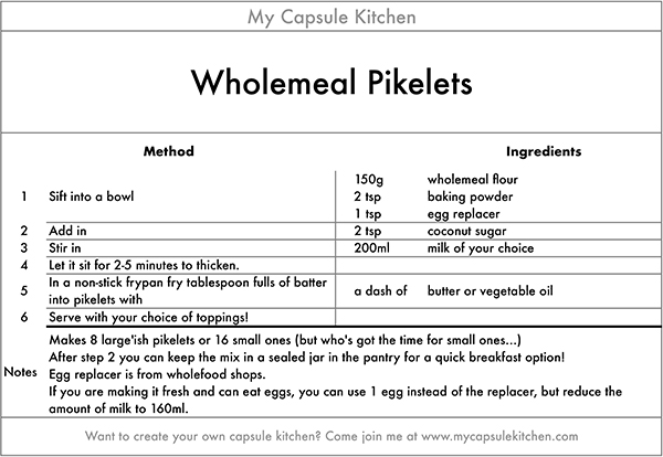 Wholemeal Pikelets recipe