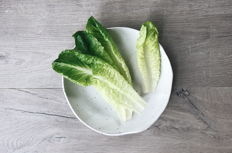 lettuce leaves on a white plate