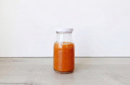 sweet chilli dipping sauce in a small glass bottle