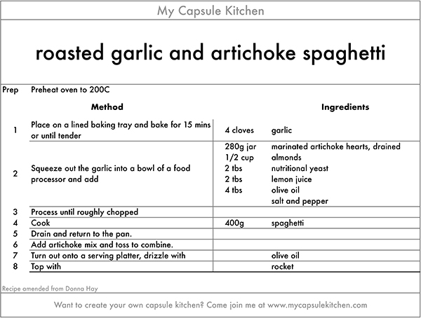 roasted garlic and artichoke spaghetti recipe