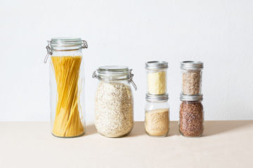 pantry staples in glass jars