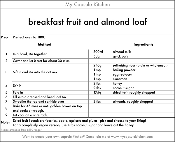 breakfast fruit and almond loaf recipe